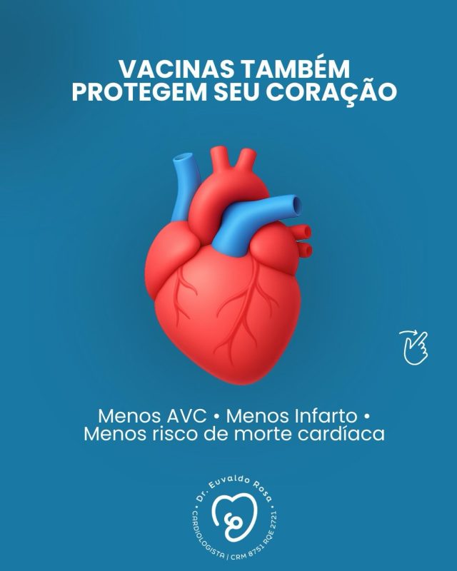 Vacinar não é só evitar infecção — é cuidar do coração. 💙
Gripe, COVID, pneumonia e outras infecções aumentam inflamação e podem desencadear AVC, infarto e descompensações cardíacas, especialmente em quem já tem fatores de risco.
Para quem tem hipertensão, diabetes, doença cardíaca ou mais idade, vacina é parte do tratamento preventivo. ✔️
#VacinasSalvamVidas #SaúdeDoCoração #PrevençãoCardiovascular #EnvelhecerComSaúde #MedicinaPreventiva