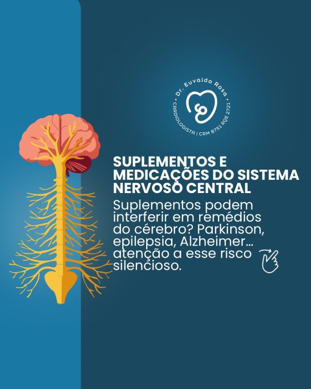 Suplementos e produtos naturais podem interferir em medicamentos usados no tratamento de doenças neurológicas como Parkinson, epilepsia e Alzheimer.

Algumas interações podem reduzir o efeito do remédio, enquanto outras aumentam efeitos colaterais como sonolência, confusão mental e risco de convulsões.
Muitas vezes isso acontece de forma silenciosa.

Por isso, sempre informe ao médico tudo o que você usa, mesmo vitaminas ou fitoterápicos.

Cuidar do cérebro também é evitar interações perigosas.

👉 Você ou algum familiar usa medicação neurológica contínua?

#neurologia #interaçãomedicamentosa #suplementos #segurançadopaciente #cardiogeriatria