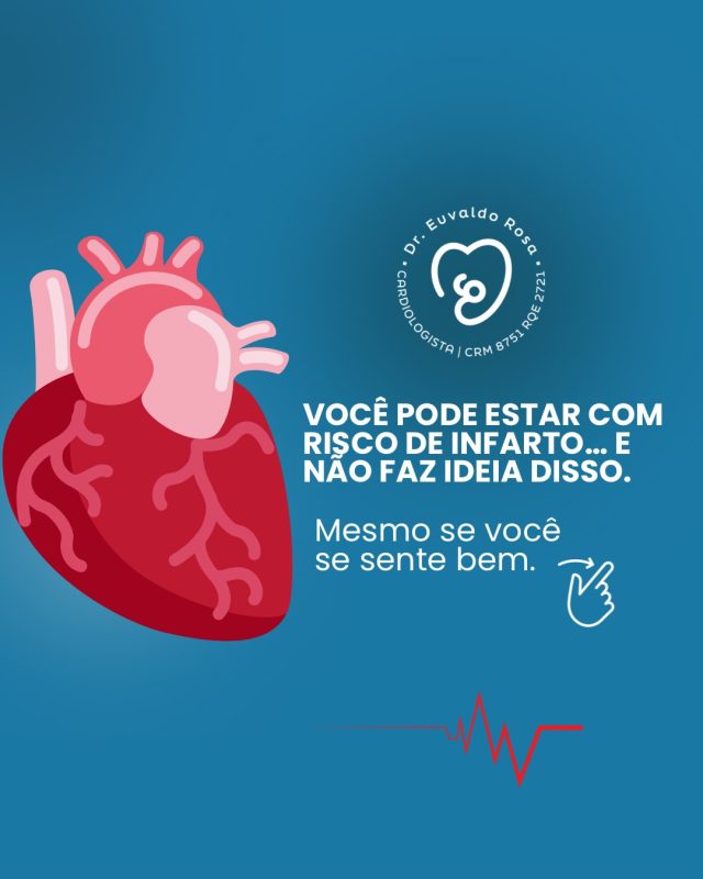 ⚠️ Muita gente acha que infarto só acontece com quem sente dor no peito ou já teve algum susto.

Mas a realidade é outra: o risco cardiovascular pode ficar anos silencioso.

Você pode:
— se sentir bem
— fazer atividade física
— ter exames básicos “normais”

…e ainda assim estar acumulando risco.

Histórico familiar, pressão alta, diabetes inicial, gordura abdominal, sono ruim, estresse e alterações genéticas podem passar despercebidos por muito tempo.

O infarto raramente começa no dia da dor.
Na maioria das vezes, ele foi sendo construído em silêncio.

📌 Prevenção não é medo.
É inteligência.

Salve este conteúdo e compartilhe com quem vive dizendo:
“comigo isso nunca vai acontecer”.
#SaudeCardiovascular #PrevencaoInfarto #RiscoCardiovascular #SaudeDoCoracao #CardiologiaPreventiva