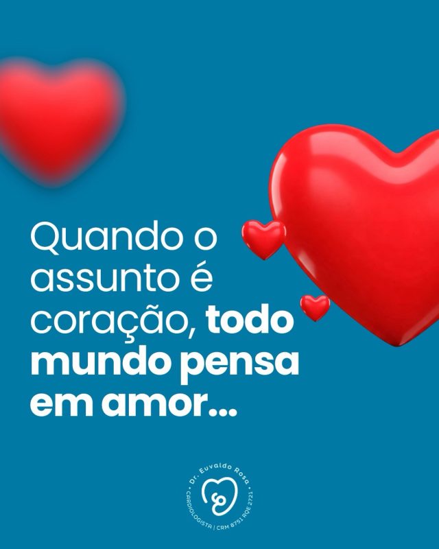 ❤️ No Dia dos Namorados, muita gente declara amor para alguém especial.

Mas existe um relacionamento que não pode ser deixado de lado: o que você tem com o seu próprio coração.

Ele está com você em todos os momentos, sem descanso, sem férias e sem pedir nada em troca. E mesmo assim, muitas vezes só lembramos dele quando surge algum problema.

Se faz tempo que você não faz uma avaliação cardiológica, talvez seja hora de renovar esse compromisso.

Porque amor de verdade também é cuidar da própria saúde. ❤️🩺

Feliz Dia dos Namorados!

#DiaDosNamorados #SaudeDoCoracao #Cardiologia #Prevencao #DrEuvaldoRosa