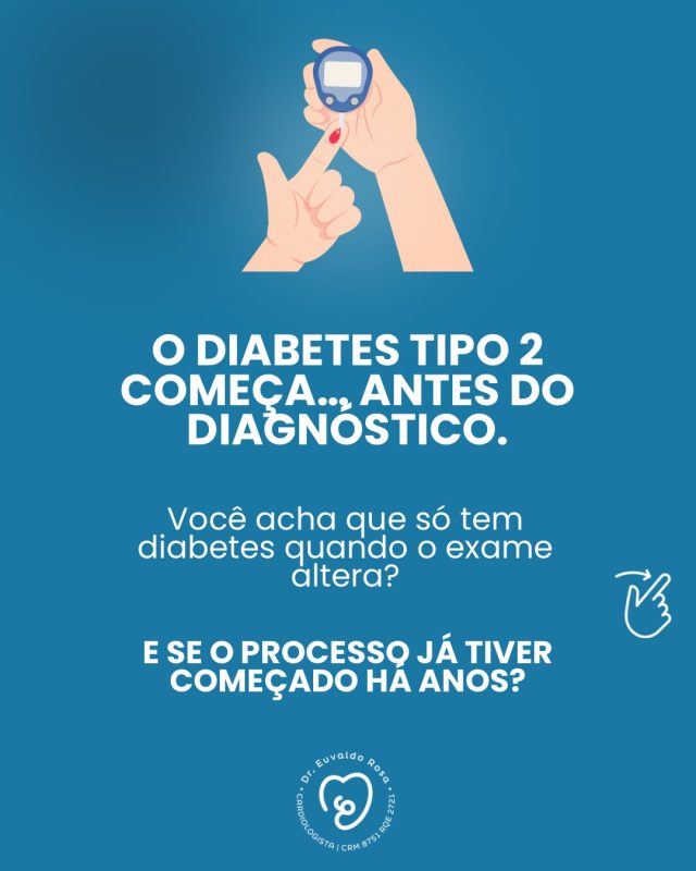 O diabetes tipo 2 começa antes do diagnóstico.

E essa é uma das informações mais importantes — e menos valorizadas — da medicina atual.

O problema não é só quando a glicose sobe.
É tudo o que acontece antes disso.

Durante anos, o corpo pode estar:

• desenvolvendo resistência à insulina
• acumulando inflamação
• sofrendo alterações metabólicas

👉 sem nenhum sintoma.

E é exatamente nesse momento que você tem a maior chance de mudar o desfecho.

Porque quando o diagnóstico aparece…
muitas vezes o processo já está em curso há anos.

💬 Me conta: você já investigou risco de diabetes ou só faz o básico?

#DiabetesTipo2 #Prediabetes #SaudeMetabolica #Prevencao #ViverComSaude
