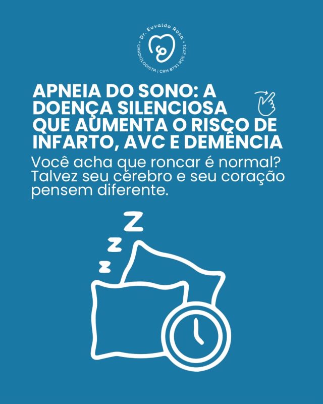 Você ronca, acorda cansado ou sente sono durante o dia? Talvez o problema não seja apenas uma noite mal dormida.

A apneia do sono pode afetar muito mais do que o descanso: ela aumenta o risco de problemas no coração, no cérebro e na memória. A boa notícia é que existe diagnóstico e tratamento.

Seu sono também é uma questão de saúde. Não ignore os sinais.

#ApneiaDoSono #SaudeDoSono #Cardiologia #Longevidade #QualidadeDeVida