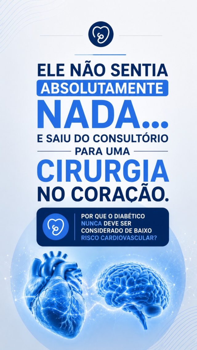 “Doutor, eu nunca senti nada.”

Essa foi a frase que ouvi de um paciente diabético durante uma consulta de rotina.

Dias depois, ele estava passando por uma cirurgia no coração.

O diabetes pode acelerar o entupimento das artérias e, muitas vezes, esconder os sinais de que algo não vai bem.

Por isso, nunca espere a dor no peito para cuidar da sua saúde.

No diabetes, o silêncio também pode ser um sintoma.

Se você tem diabetes ou conhece alguém que tem, assista até o final e compartilhe este vídeo. Essa informação pode salvar vidas. ❤️

#DiabetesTipo2 #SaúdeDoCoração #Prevenção #Longevidade #Cardiologia